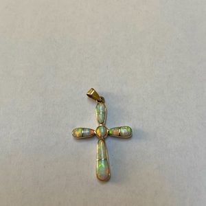 Sterling opal inlay cross